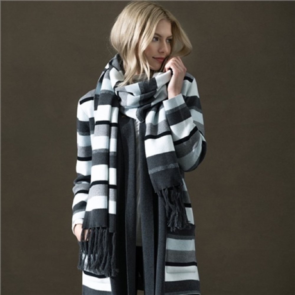 Marble New With Tags Striped Long Cardigan Dark Gray and Blue Colors Size Small